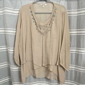 KRAZY KAT / Boho Layered 3/4 Sleeve Blouse Size XXL